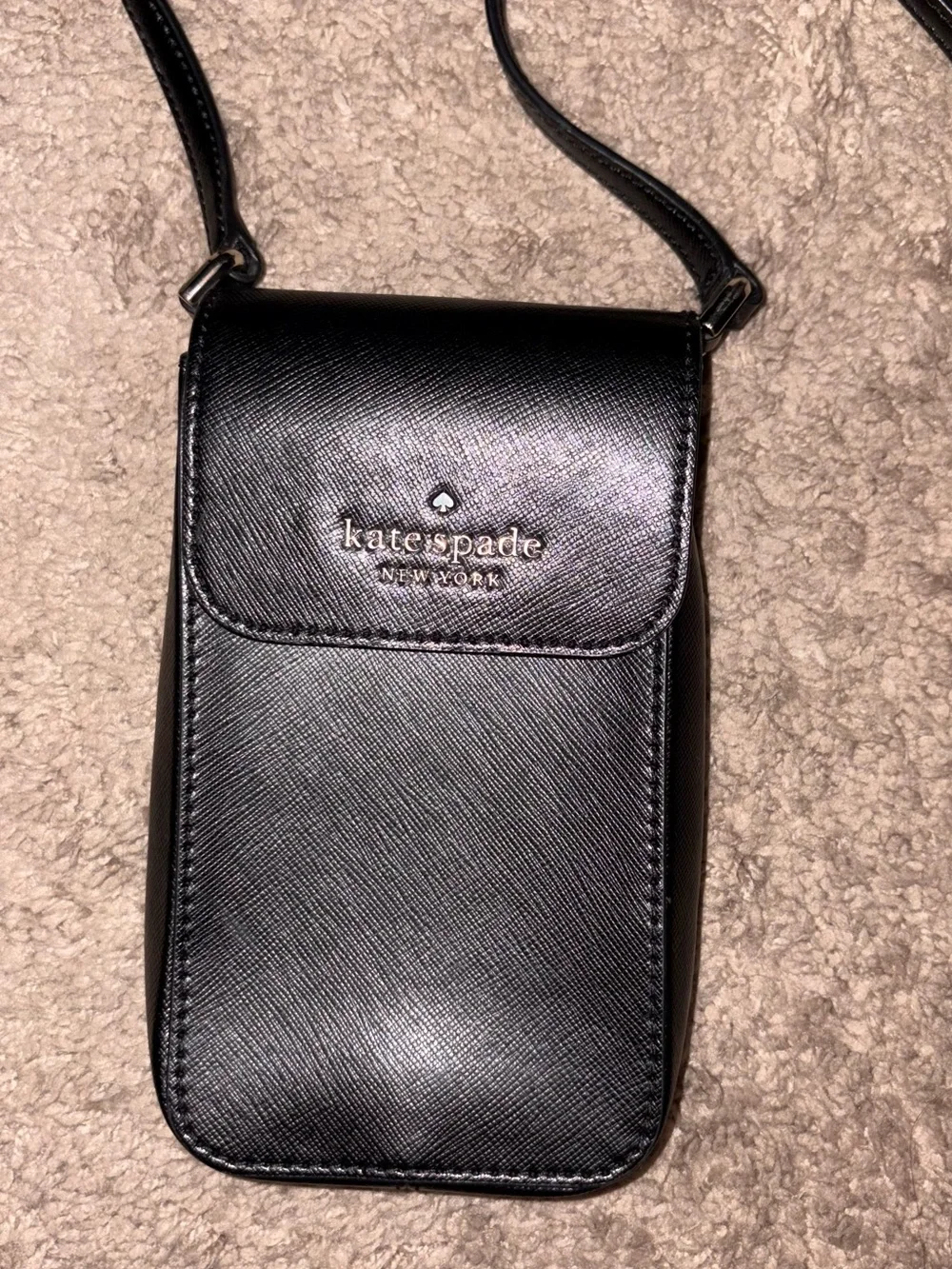 kate spade Black Saffiano Leather Crossbody Phone Pouch